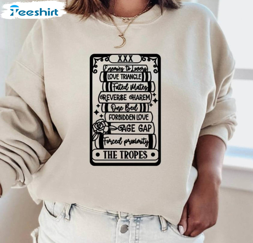 The Tropes Tarot Card Sweatshirt, Book Lover Sweatshirt Short Sleeve