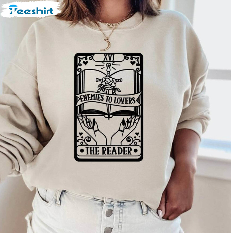 The Reader Enemies To Lovers Tarot Card Shirt, Book Lover Unisex T-shirt Short Sleeve