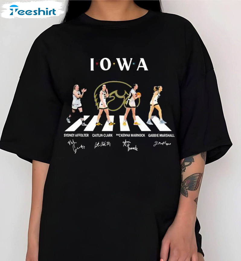 Caitlin Clark Iowa Hawkeyes 2023 Shirt, Abbey Road Sydney Affolter Caitlin Clark Unisex T-shirt Crewneck