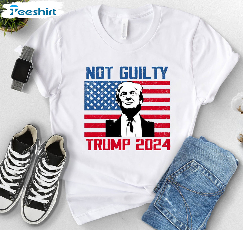 Donald Trump Mugshot Shirt, Not Guilty Trump Sweatshirt Short Sleeve