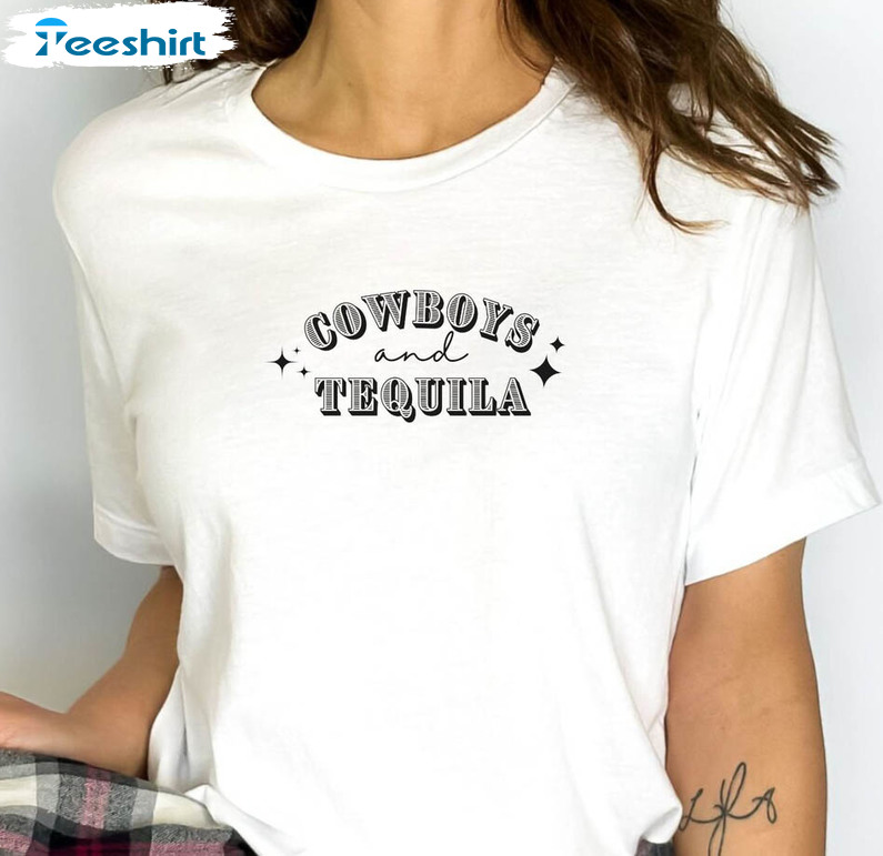 Cowboys And Tequila Shirt, Country Music Concert Long Sleeve Unisex Hoodie