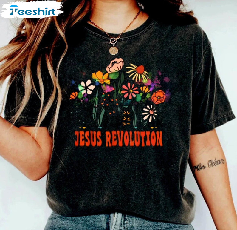 Jesus Revolution Shirt, Christian Faith Based Jesus Trendy Crewneck Short Sleeve