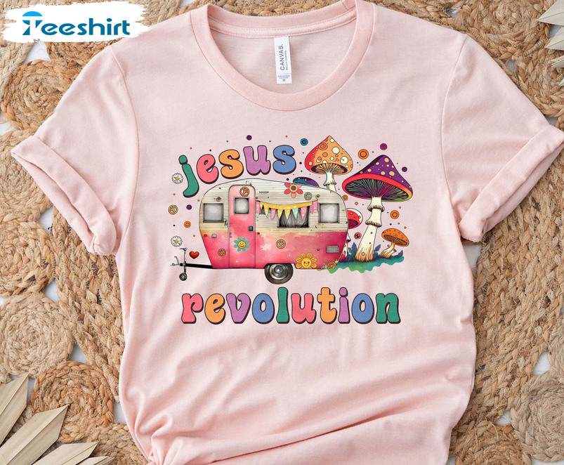 Hippie Mushroom Jesus Movement Shirt, Jesus Revolution Crewneck Unisex T-shirt