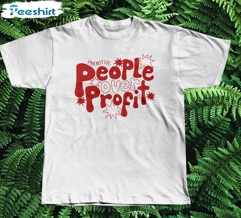 People Over Profit Red Screenprinted Trendy Sweatshirt, Unisex Hoodie