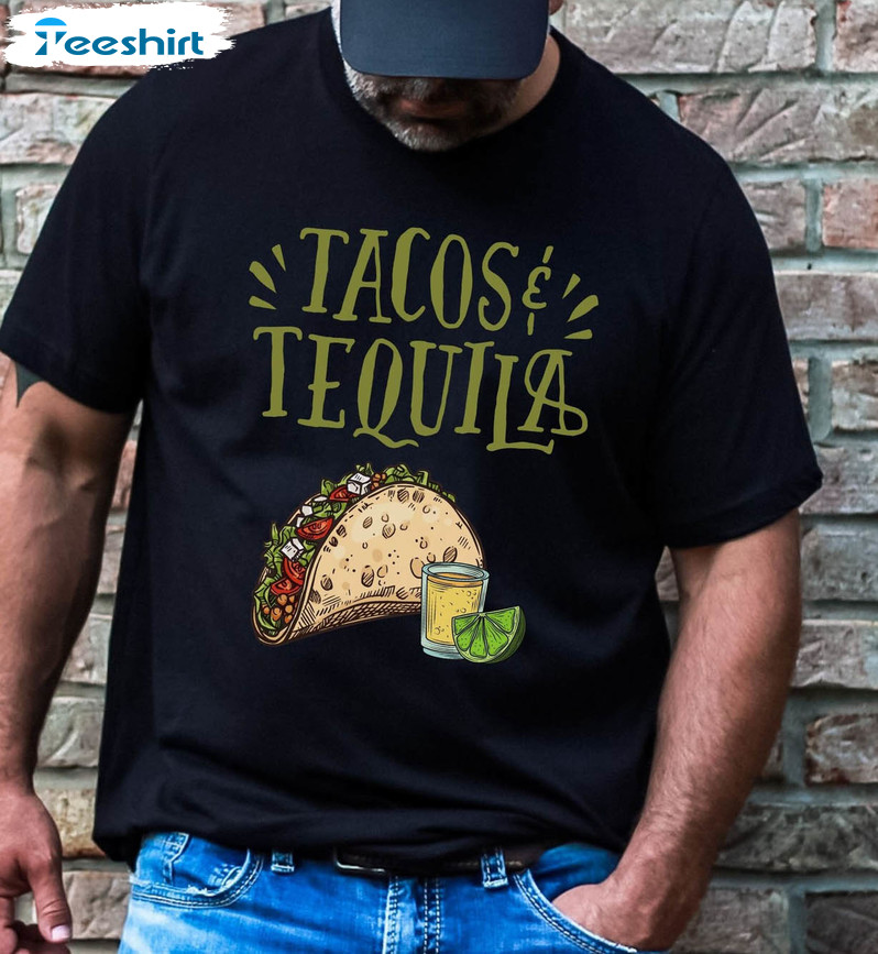 Tacos And Tequila Cute Shirt, Fun Food Crewneck Unisex Hoodie