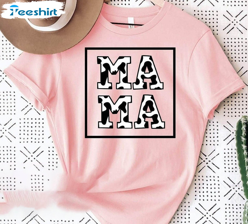 Mama Cow Print Shirt, Cow Lover Short Sleeve Unisex T-shirt