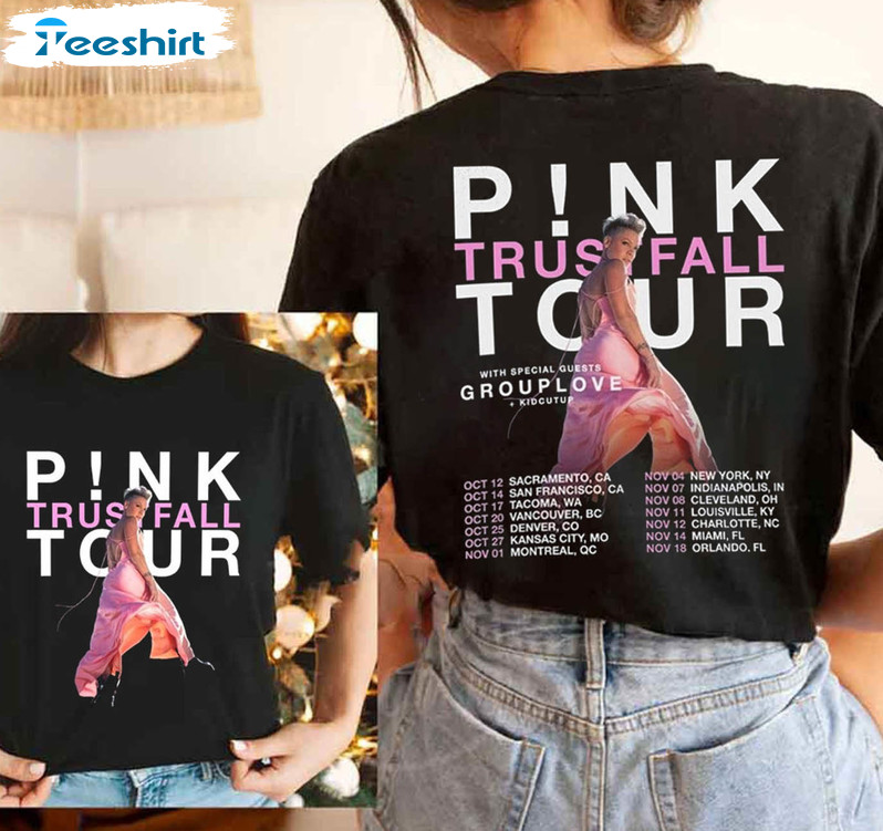 Pink Singer Artist Trustfall Tour Shirt, Trending Music Short Sleeve ...