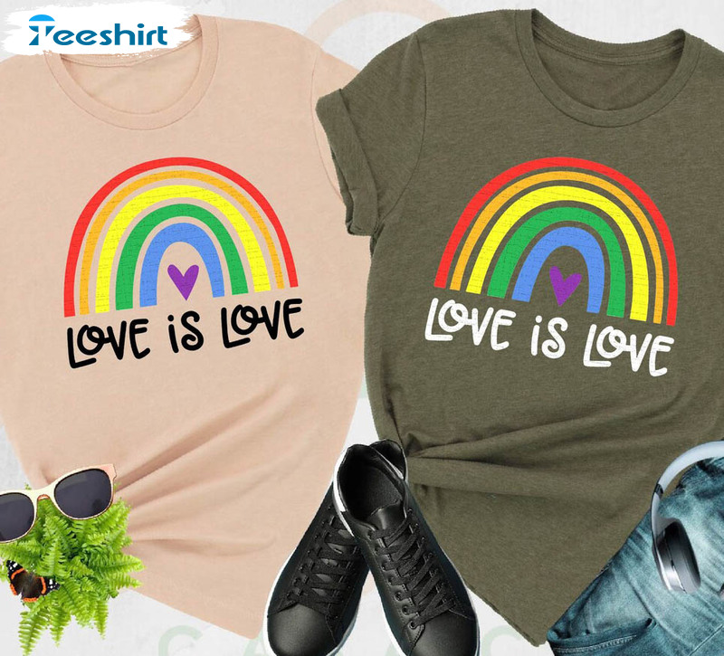 Love Is Love Rainbow Shirt, Pride Heart Tee Tops Unisex Hoodie