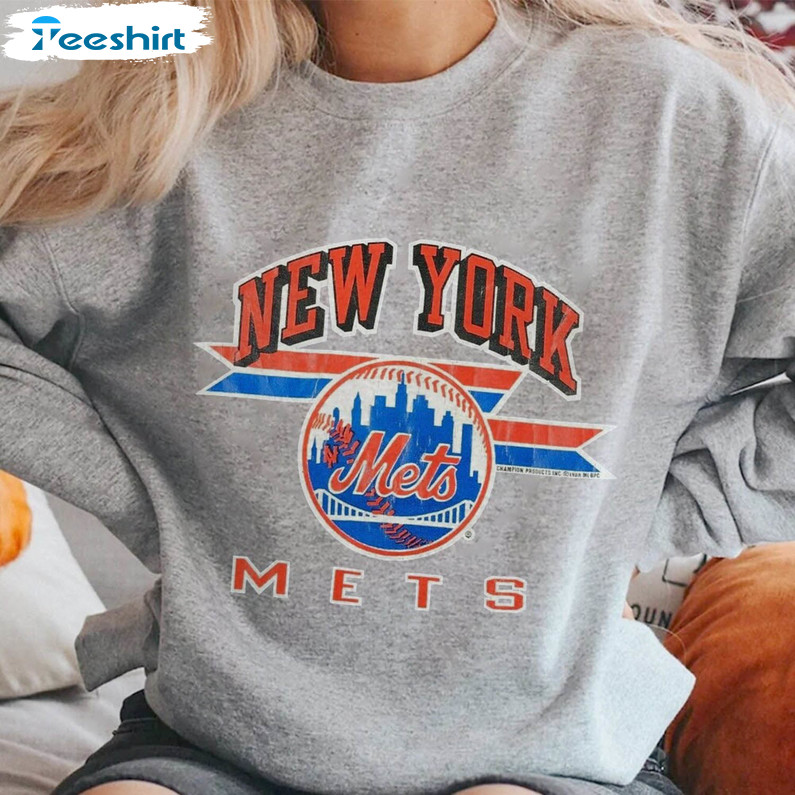 New York Mets Baseball Shirt, Retro Baseball Crewneck Unisex Hoodie