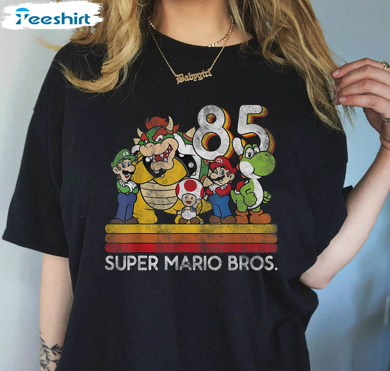 Super Mario Shirt, Retro Super Mario Funny Sweatshirt Short Sleeve