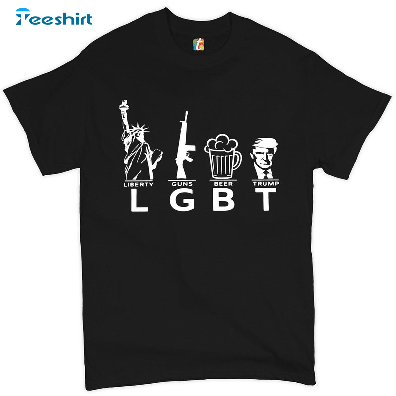 Lgbt Liberty Guns Beer Trump Shirt, Keep America Great Maga Crewneck Unisex T-shirt