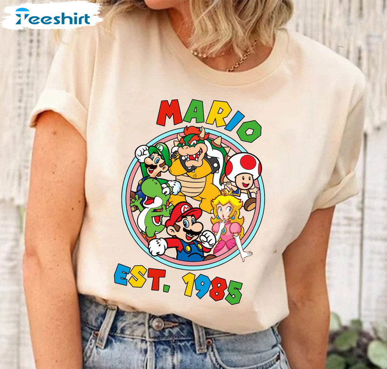 Cute Nintendo Super Mario Est 1985 Shirt, Bowser Yoshi Luigi Princess ...