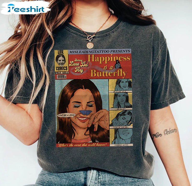 Lana Del Rey Happiness Is A Butterfly Vintage Shirt, Lana Del Rey Albums Long Sleeve Crewneck