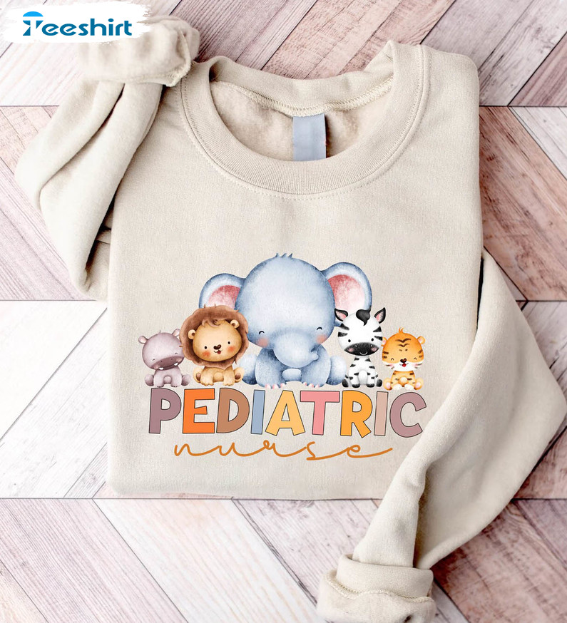 Pediatric Nurse Sweatshirt, Funny Animal Unisex T-shirt Short Sleeve