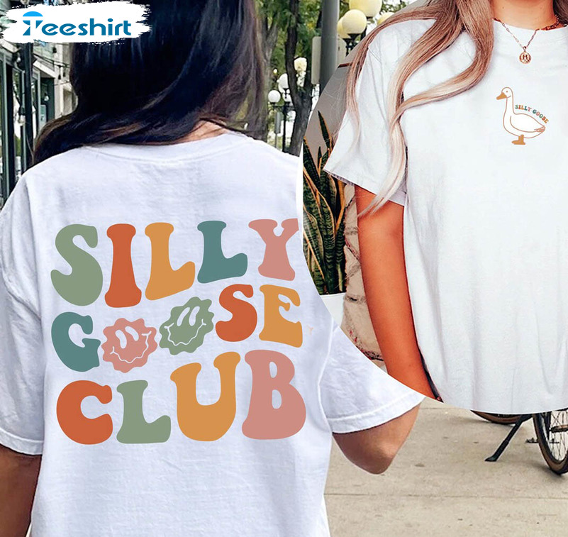 Retro Silly Goose Club Shirt, Funny Smiley Unisex T-shirt Long Sleeve