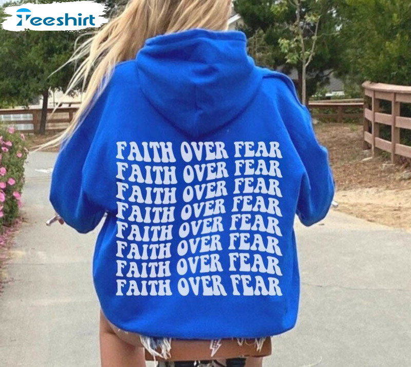 Faith Over Fear Hoodie, Trendy Bible Verse Aesthetic Christian Preppy Hoodie