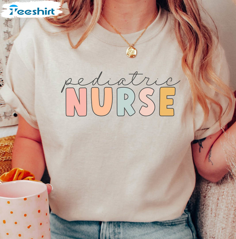 Pediatric Nurse Shirt, Pediatrics Nurse Rn Grad Short Sleeve Sweatshirt