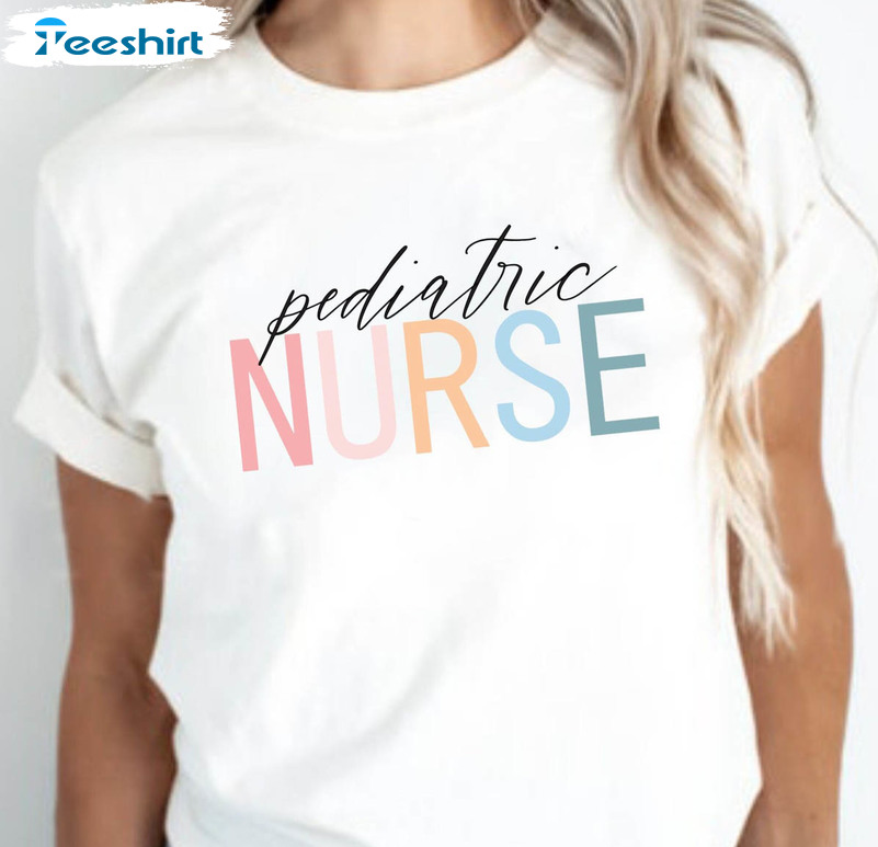 Pediatric Nurse Shirt, Colorful Nurse Crewneck Unisex T-shirt