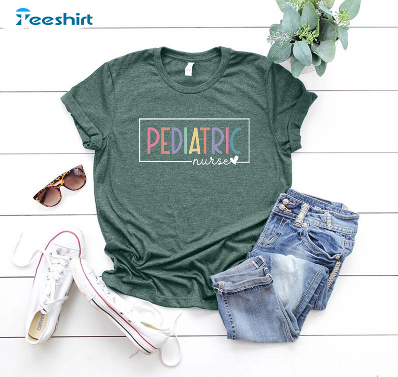 Pediatric Nurse Vintage Shirt, Cute Nurse Hoodie Short Sleeve