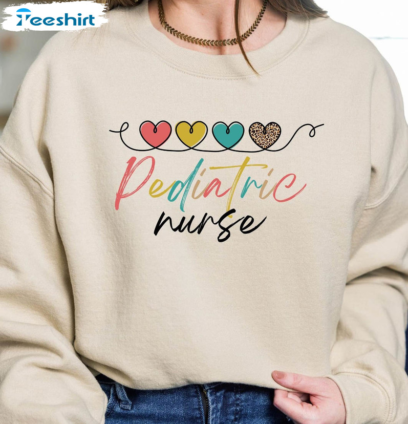 Pediatric Nurse Sweatshirt, Peds Nurse Heart Short Sleeve Unisex T-shirt