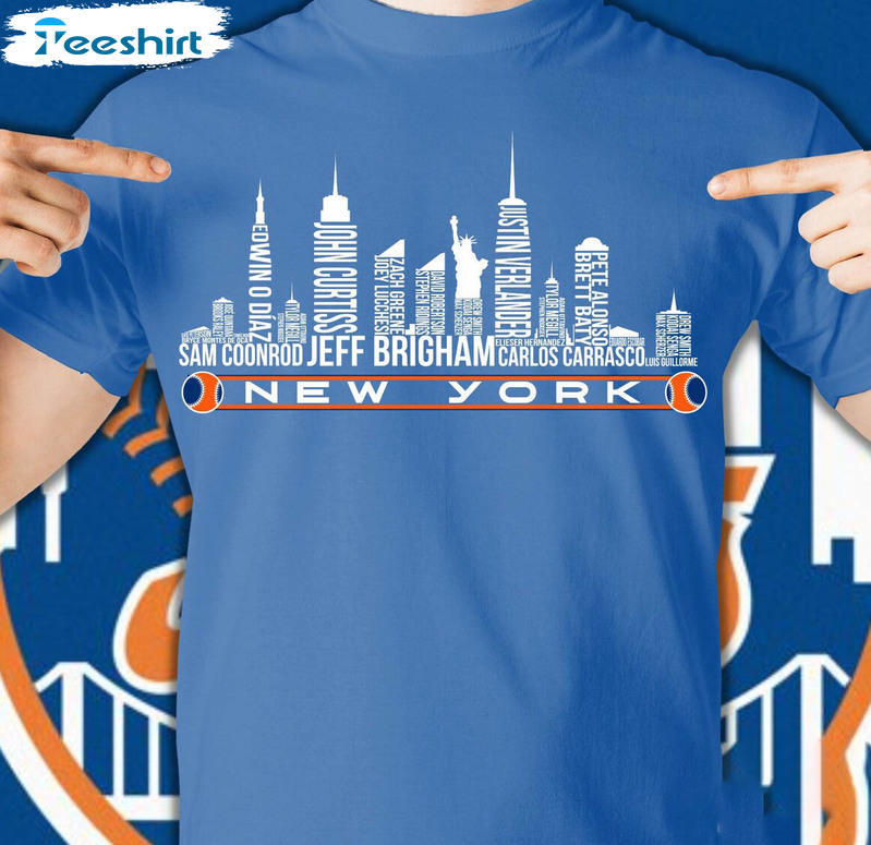 New York Baseball Players Shirt, New York City Skyline Unisex T-shirt Crewneck