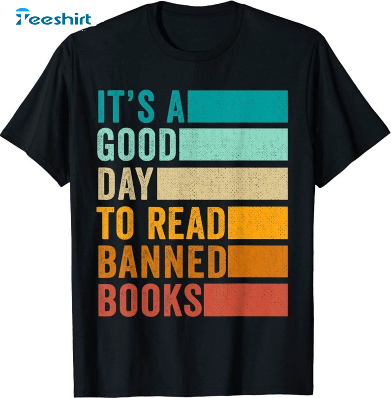 Vintage It’s A Good Day To Read Banned Books Shirt, Librarian Unisex T-shirt Short Sleeve