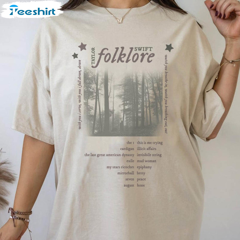 Folklore Album Tracklist Shirt, Taylor Album Unisex Hoodie Short Sleeve