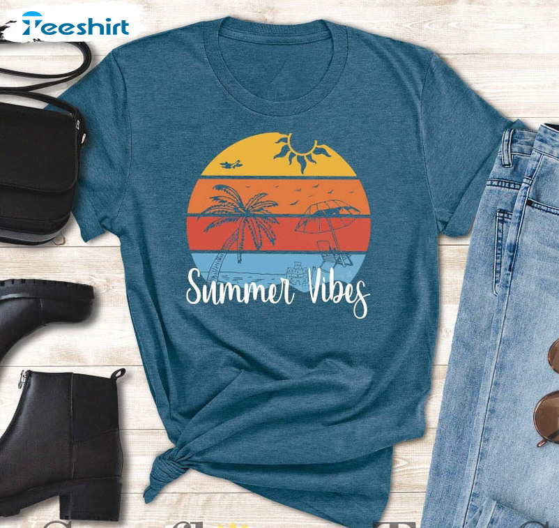 Summer Vibes Shirt , Funny Summer Vacation Long Sleeve Unisex T-shirt
