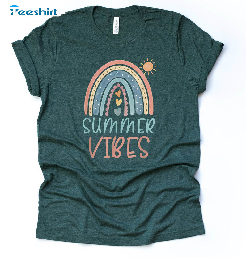 Summer Vibes Super Cute Shirt, Vintage Rainbow Crewneck Unisex Hoodie