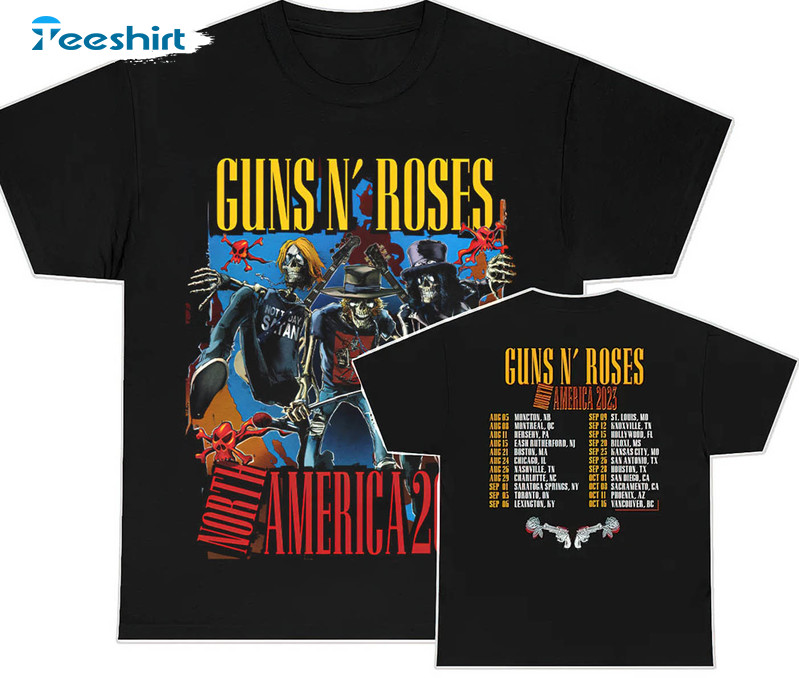 Guns N Roses North American Tour Shirt, Rock Band Unisex T-shirt Tee Tops