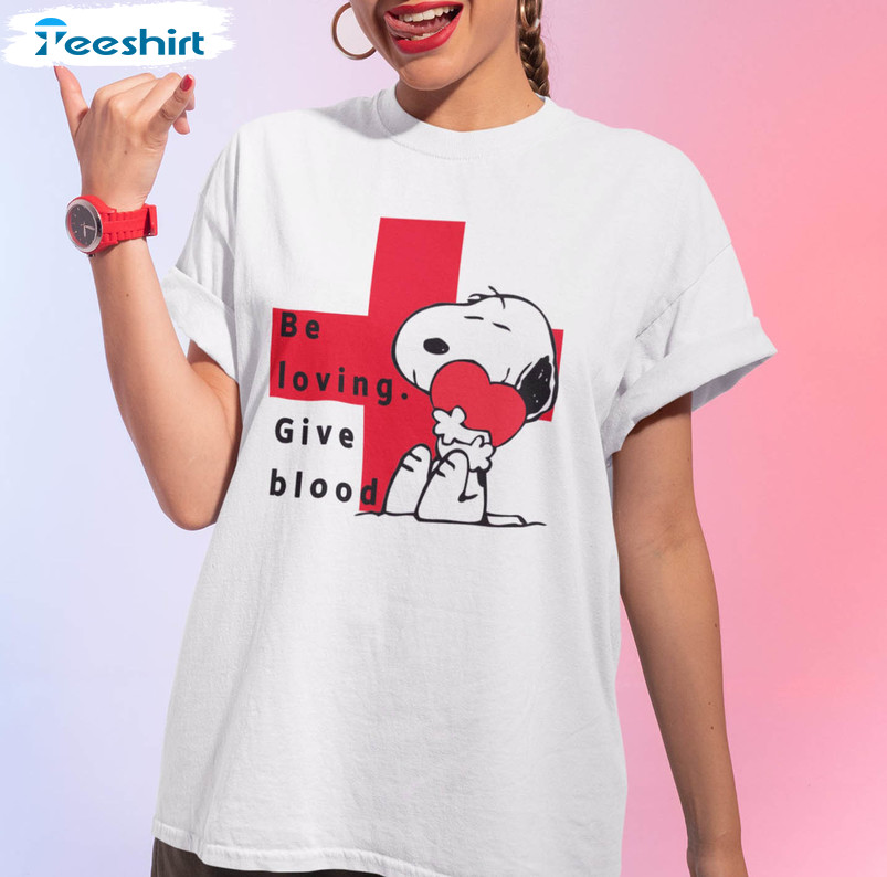 American Red Cross Snoopy Give Blood Shirt, Snoopy Donate Blood Long Sleeve Short Sleeve