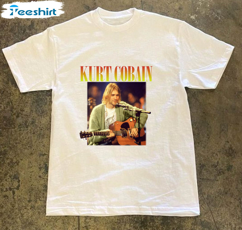 Kurt Cobain Nirvana Acoustic Portrait Shirt, Vintage Nirvana Unisex T-shirt Short Sleeve
