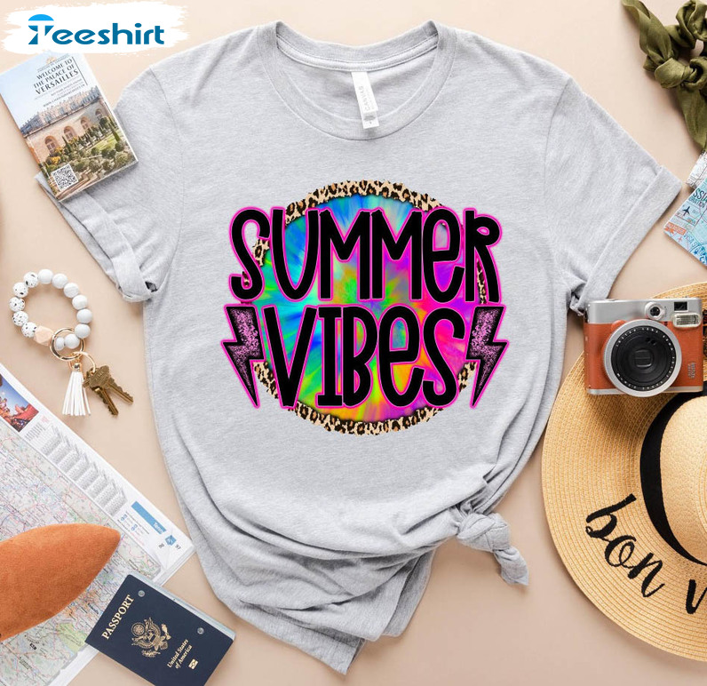 Summer Vibes Colorful Shirt, Summer Vacation Unisex T-shirt Crewneck