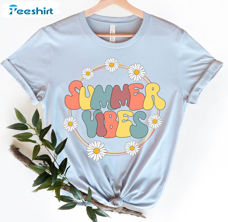 Summer Vibes Cute Shirt, Summer Vacation Crewneck Unisex Hoodie