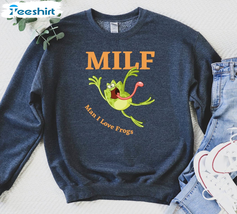 Milf Frog Sweatshirt, Funny Milf Unisex Hoodie Short Sleeve