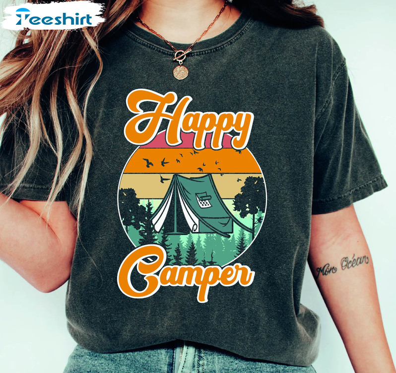 Happy Camper Shirt, Vintage Camper Tee Tops Sweatshirt