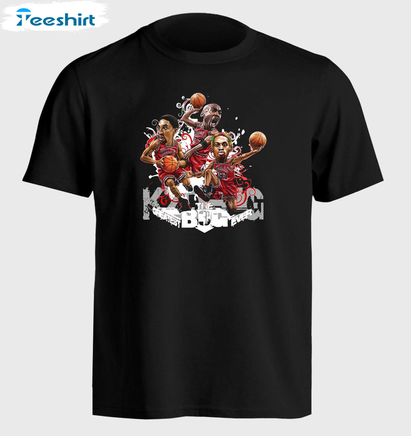 Chicago Bulls 90s Shirt, Jordan Pippen And Rodman Cartoon Crewneck Tee Tops