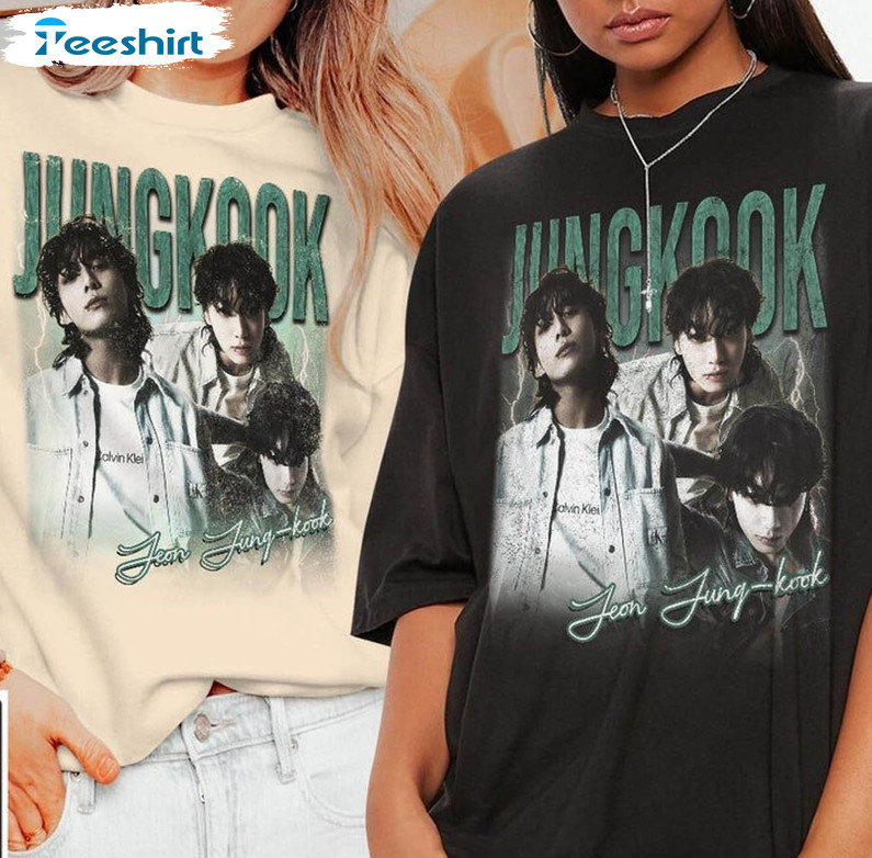 Jungkook Kpop Shirt, Vintage Bts Music Band Crewneck Unisex Hoodie