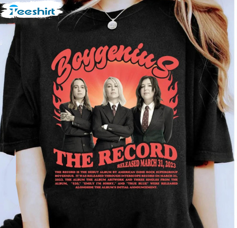 The Record Boygenius Shirt, Boygenius Band Tour 2023 Unisex T-shirt Short Sleeve