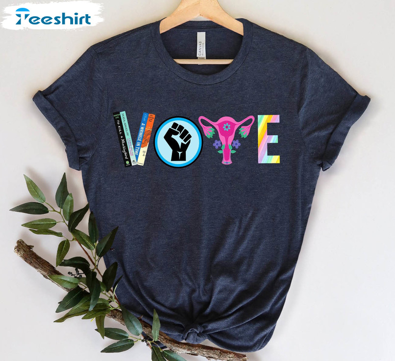 Vote Shirt, Banned Books Political Activism Sweater Short Sleeve