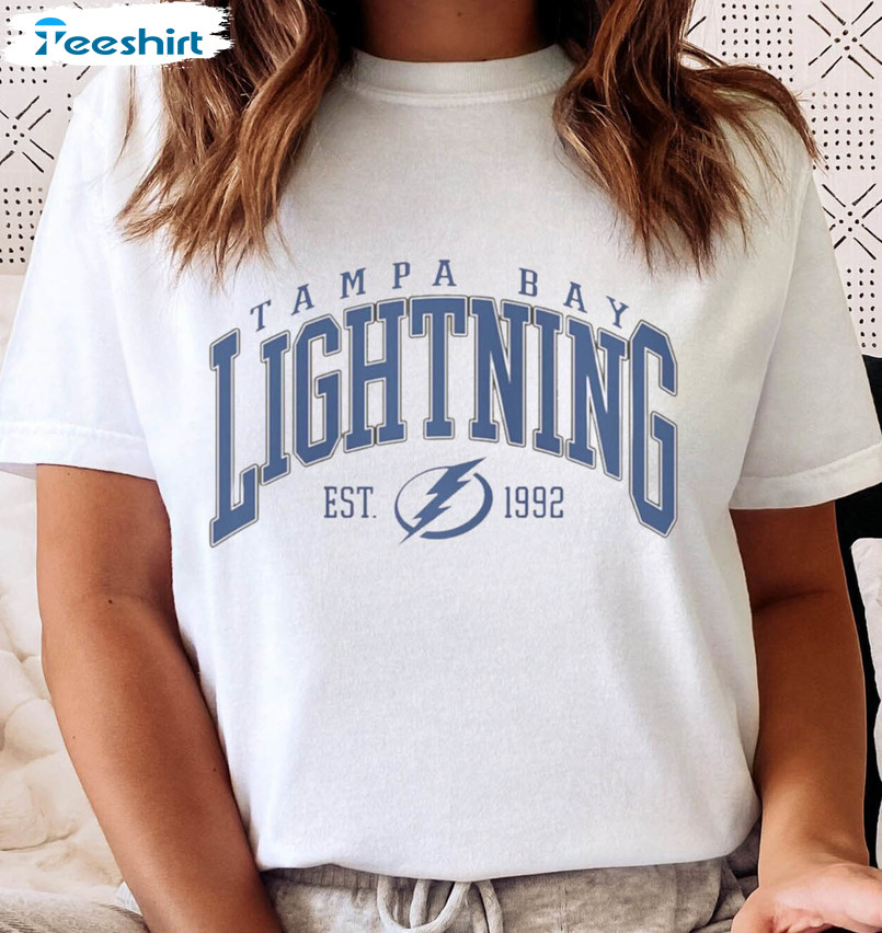 Tampa Bay Lightning Hockey Shirt, Vintage Short Sleeve Sweatshirt