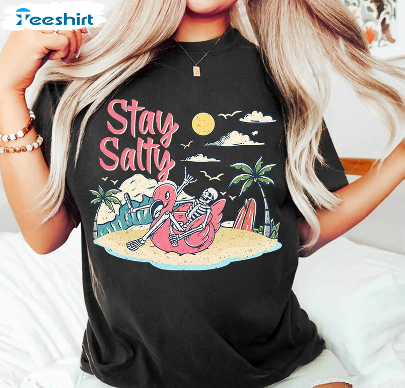 Stay Salty Cute Shirt, Beach Summer Long Sleeve Unisex Hoodie