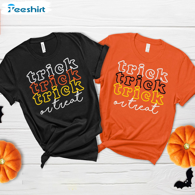 Colorful Trick Or Treat T Shirt - Cute Halloween Pattern Art Shirt For Man Woman Teens