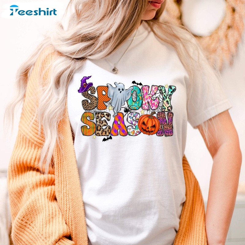 Colors Halloween Spooky Season T Shirt- Funny Halloween Pattern Art Shirt For Man Woman Teens