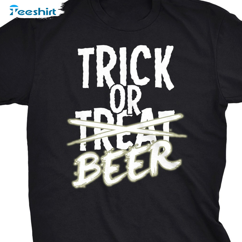 Trick Or Treat T-Shirt, Halloween Mens Drinking Funny Tee