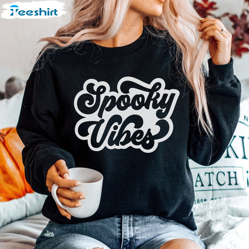 Spooky Vibes Shirt Retro Halloween T-Shirt, Sweatshirt Vintage Halloween