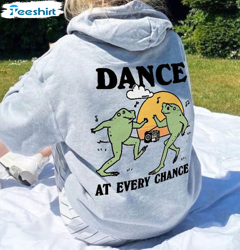 Dancing Frogs Funny Shirt, Y2k Positive Unisex Hoodie Long Sleeve