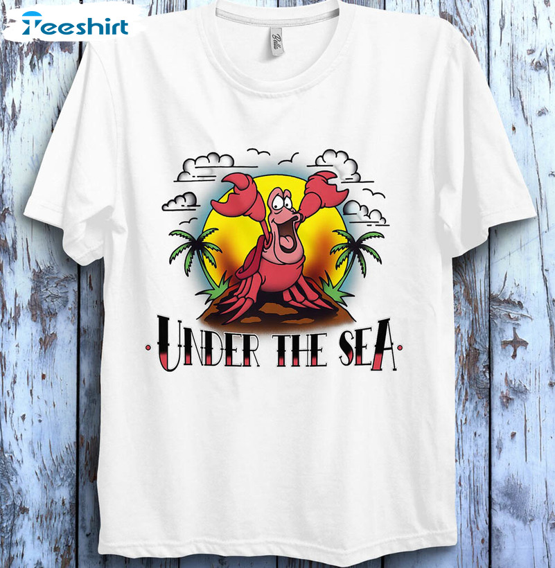 Disney The Little Mermaid Sebastian Under The Sea Tattoo Shirt, Trendy Unisex T-shirt Short Sleeve