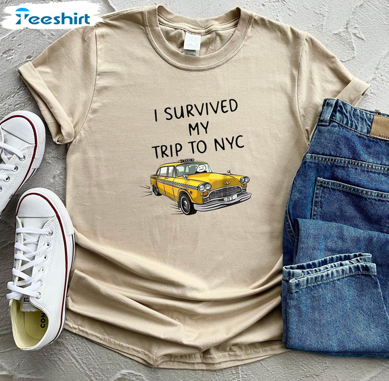 I Survived My Trip To NYC Shirt, Yellow Taxi Spider Unisex Hoodie Long Sleeve