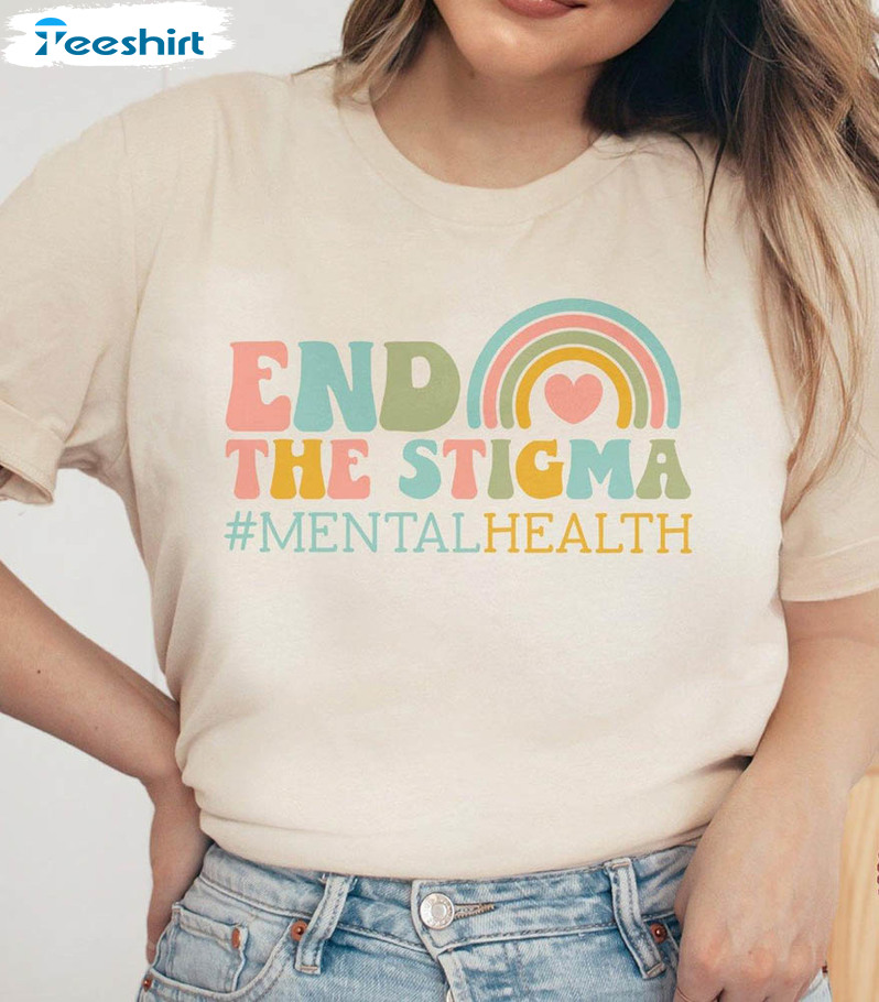 End The Stigma Shirt , Bull Rainbow Mental Health Long Sleeve Unisex Hoodie